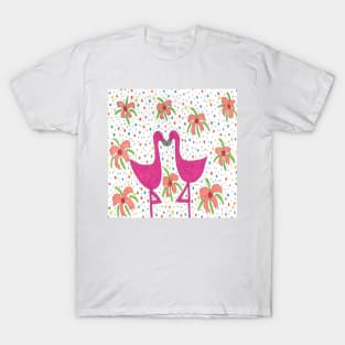 Floral Flamingo Fiesta Print T-Shirt